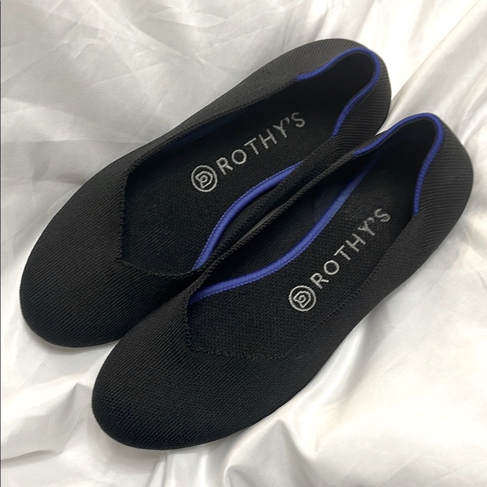 Rothy's Authentic Textured Black Slip-On Flats, Fully Recyclable & Easy to Clean